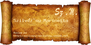 Szilvásy Marinetta névjegykártya